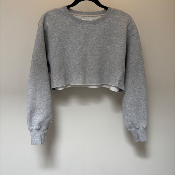 Aritzia TNA Cozy Fleece Boyfriend Cropped Sweater - Grey Size 1 - Picture 3 of 7